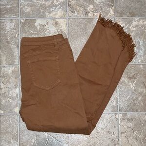 Ethyl Clothing Brown Fringed Hem Pants